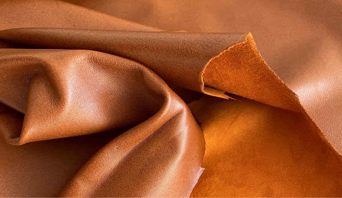 Vegetable-tanned and dyed leather.